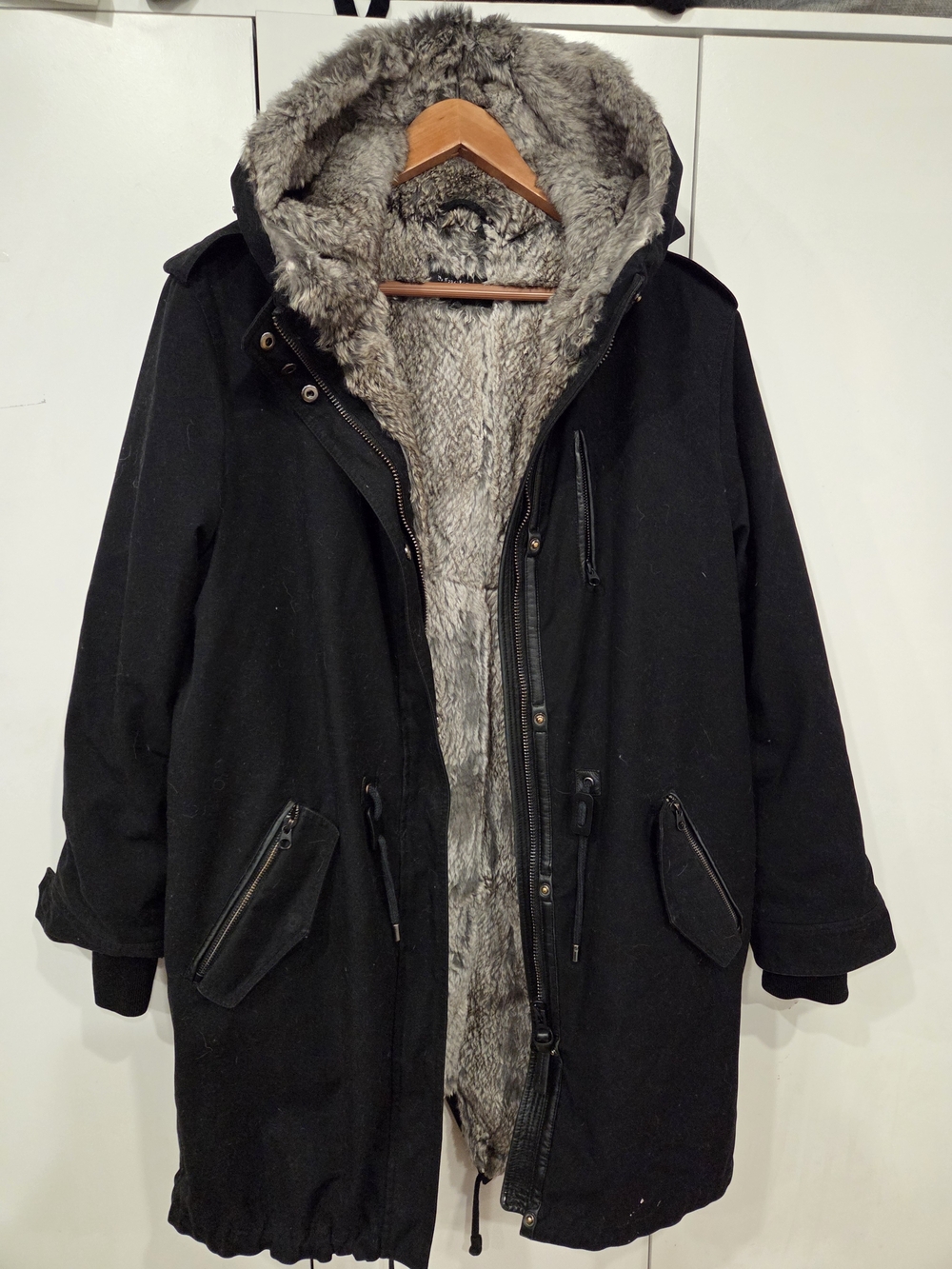 Mackage Black Parka with Gray Faux-Fur Lining